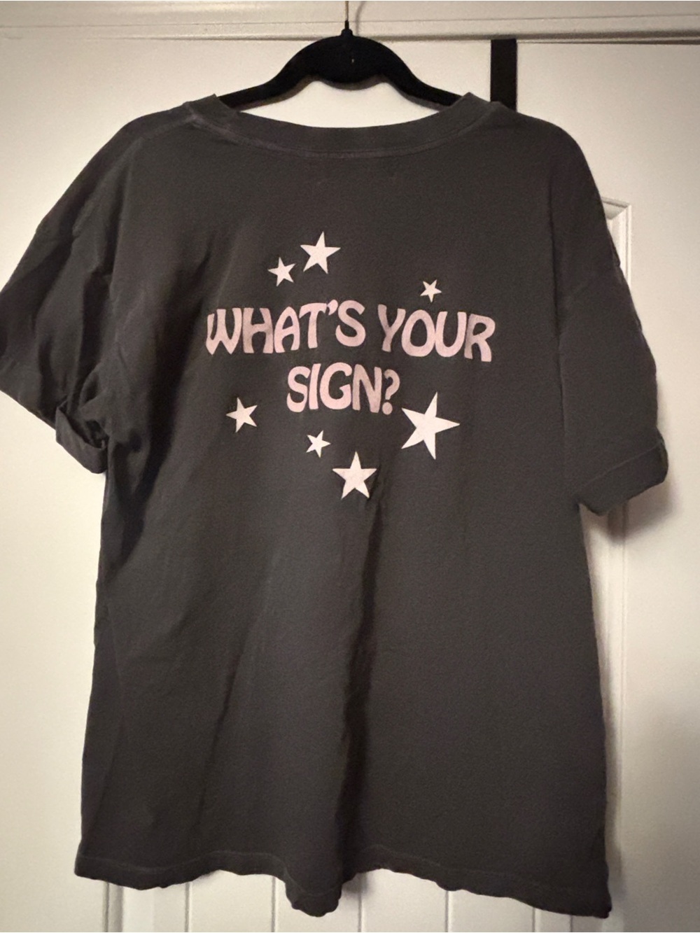 Lucky Stars Astrology Club Graphic Tee - Charcoal with Pink Print, Medium - Picture 2 of 4